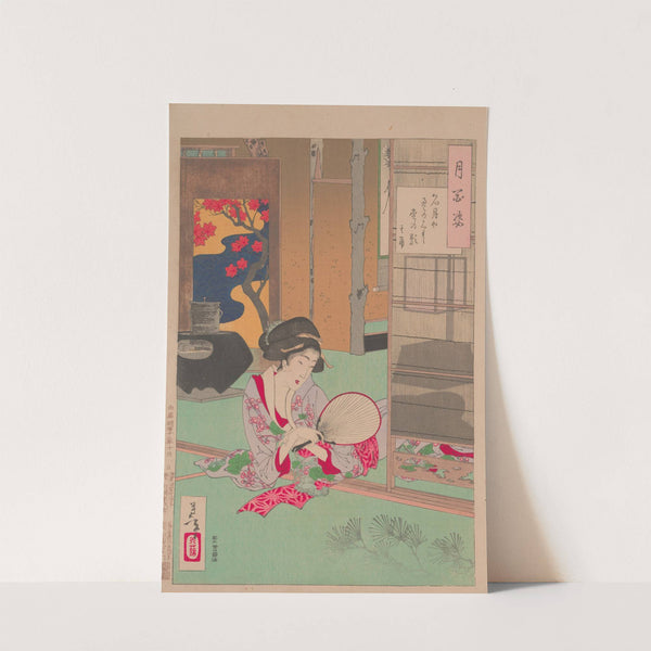 Woman watching the shadow of a pine branch cast by the Moon by Tsukioka Yoshitoshi