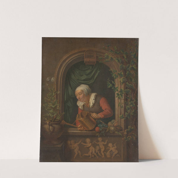 Woman Watering a Plant by Louis de Moni