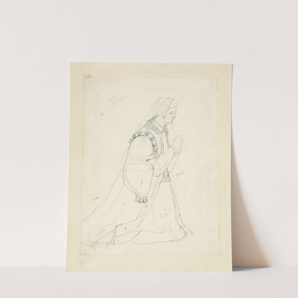 Woman wearing veil kneeling in prayer by Stewart Watson