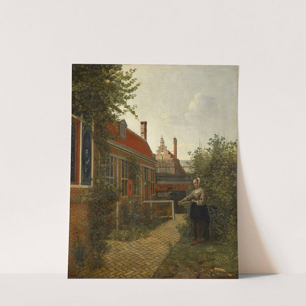 Woman with a Basket of Beans in a Kitchen Garden by Pieter De Hooch