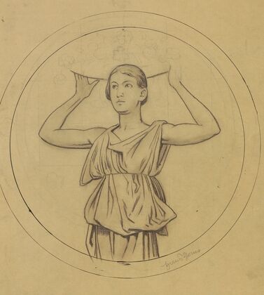 Woman with a basket on her head (1880 - 1920)