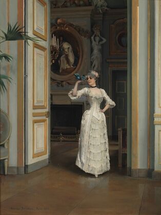 Woman With A Bird At The Castle Of Maison Laffitte