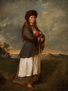 Woman with a child against landscape