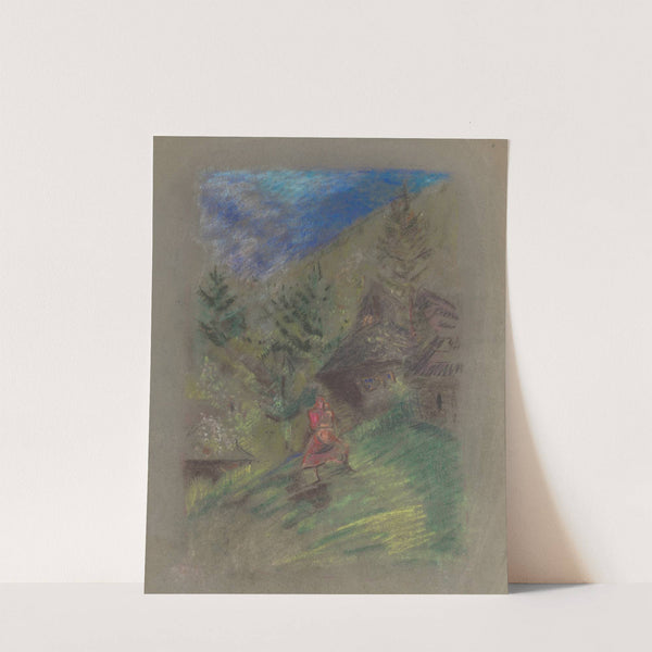 Woman with a Child in front of Cottages by Arnold Peter Weisz-Kubínčan