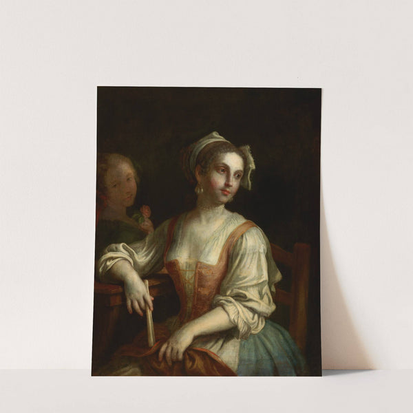Woman with a Fan and a Woman with a Rose by Pietro Rotari