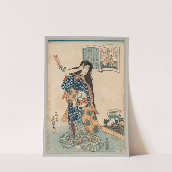 Woman with a Fan in her Left Hand Combing her Hair by Utagawa Kunisada (Toyokuni III)