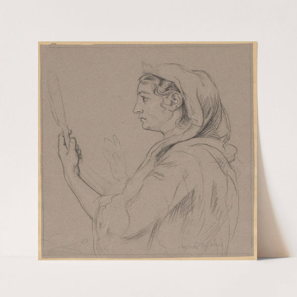 Woman with a Small Mirror in Her Hand (1880) by Hans Thoma