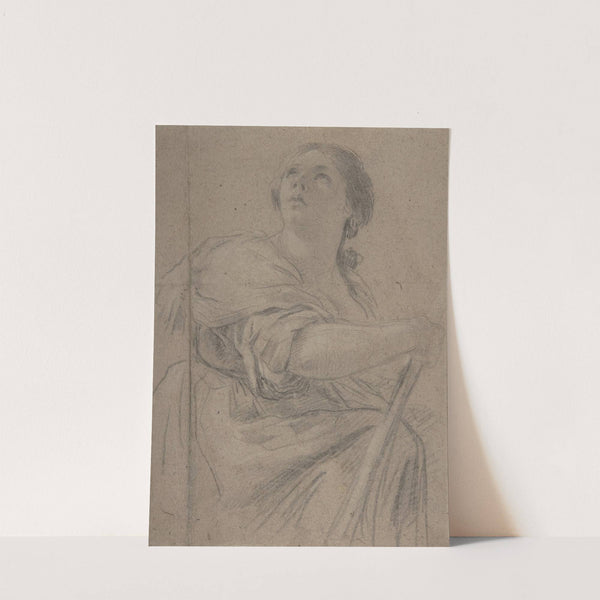 Woman with a Staff Looking Upward (early 17th century) by Follower Of Simon Vouet