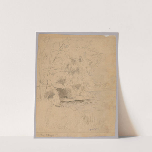 Woman with an Umbrella on the Bank of the Rhine near Bad Säckingen (1881) by Hans Thoma