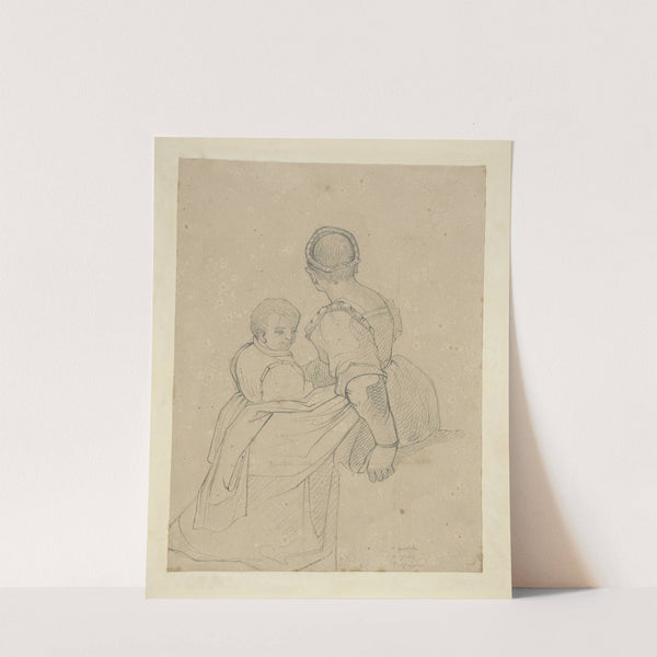 Woman with back turned toward viewer with boy on her lap by Stewart Watson