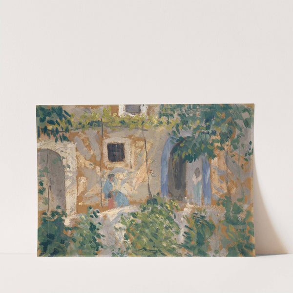 Woman with Child in front of a House by Ernst Schiess