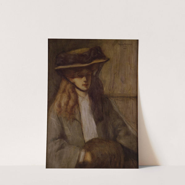 Woman with fur muff by Raymond McIntyre