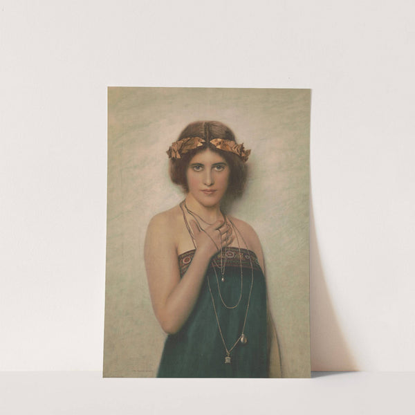 Woman with green dress and silver necklaces with pendants (1909) by Max Nonnenbruch