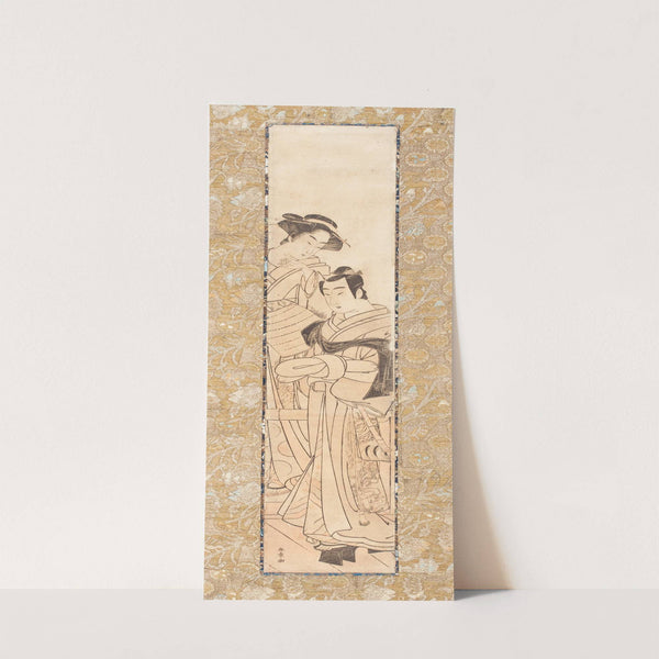 Woman with Man in Komusō Costume (possibly Kewaizaka no Shōshō and Soga no Jurō in a Soga Play) by Katsukawa Shunshō