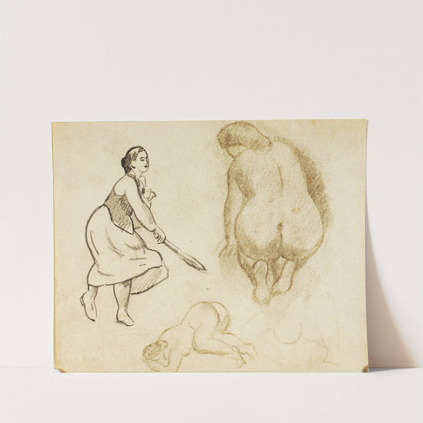 Woman with Tennis Racket and Two Figure Studies by Carl Newman