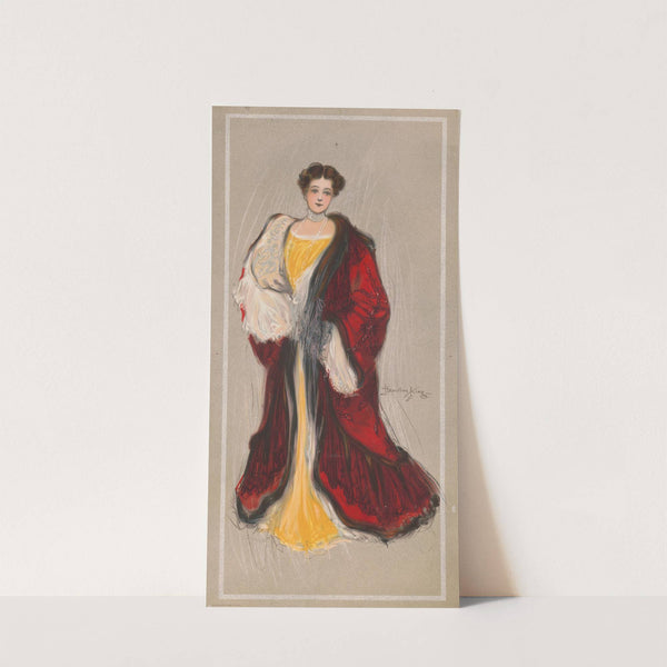 Woman with yellow dress and red coat (1905) by Hamilton King