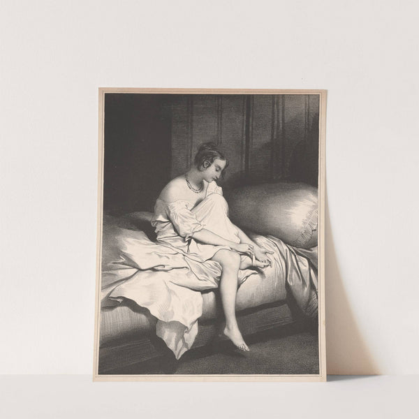 Woman wrapping linen around foot by Achille Devéria