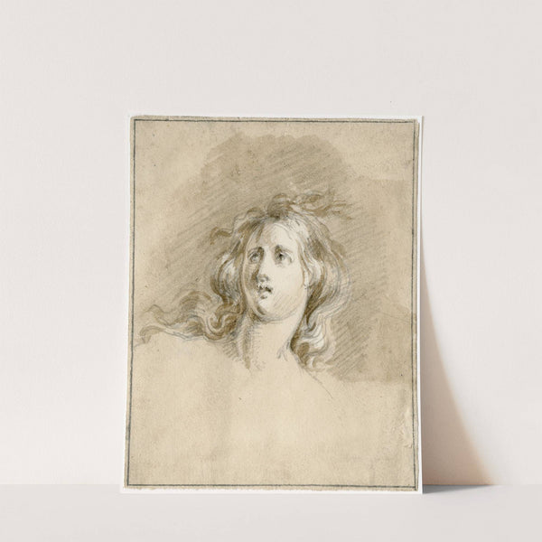 Woman’s head, looking upwards by David Humbert de Superville