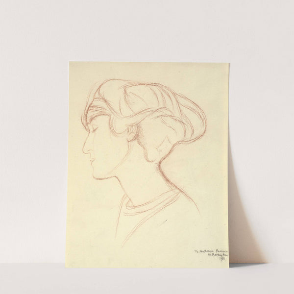 Womans head (Parthenia Passano) in profile to the left by William Rothenstein