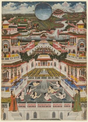 Women bathing before an architectural panorama (c. 1765)