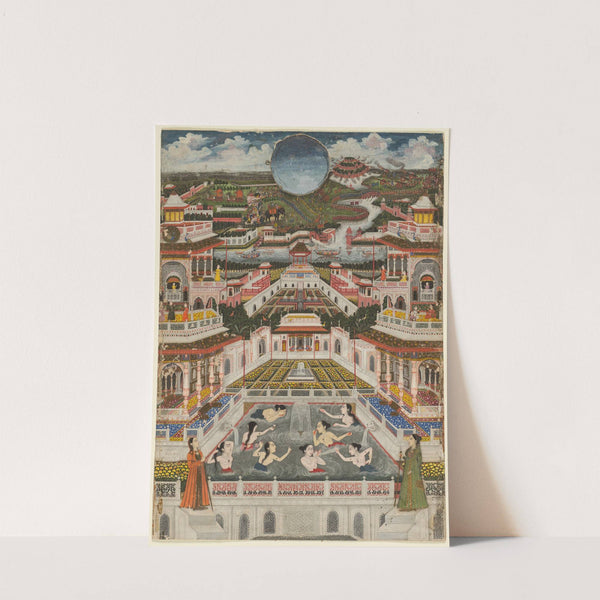 Women bathing before an architectural panorama (c. 1765) by Fayzullah