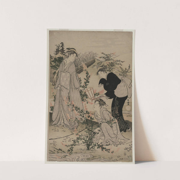 Women Cutting Branches of Bush Clover; The Noji Tama River in Omi Province, from an untitled series of the Six Tama Rivers (late 1780s) by Kubo Shunman