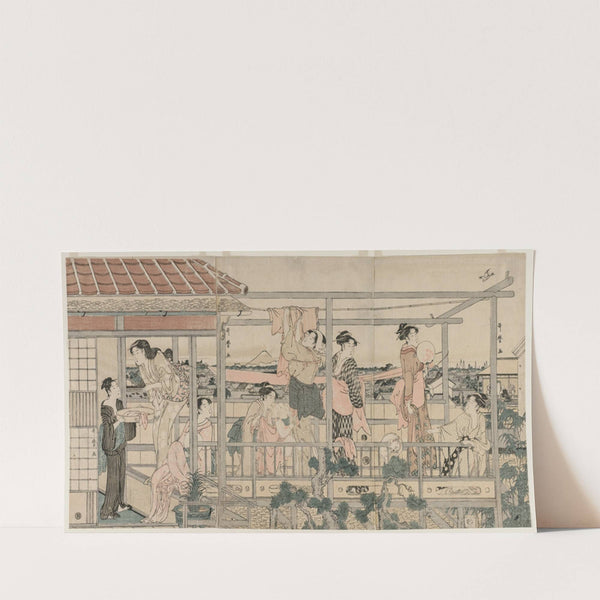 Women Hanging Laundry to Dry on a Balcony (early 1790s) by Kitagawa Utamaro