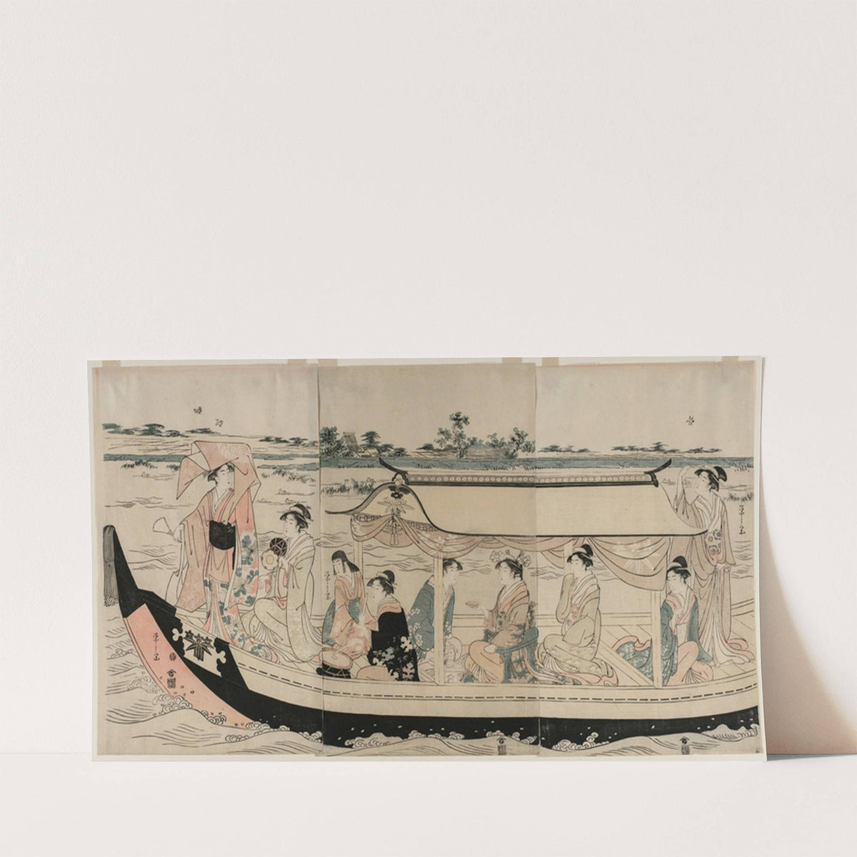 Women in a Pleasure Boat on the Sumida River (early 1790s) by Chōbunsai Eishi