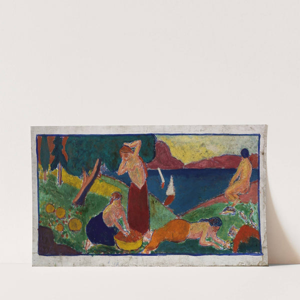 Women in Landscape with Blue Border (before 1932) by Carl Newman