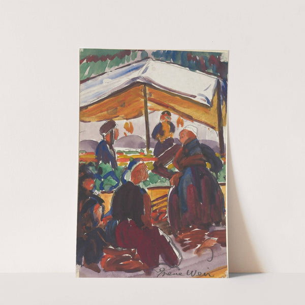 Women in the Market Stalls, Chinon, France by Irene Weir