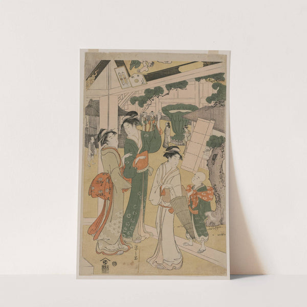 Women Visiting a Tea Stall on the Precincts of a Temple (early 1790s) by Chōbunsai Eishi