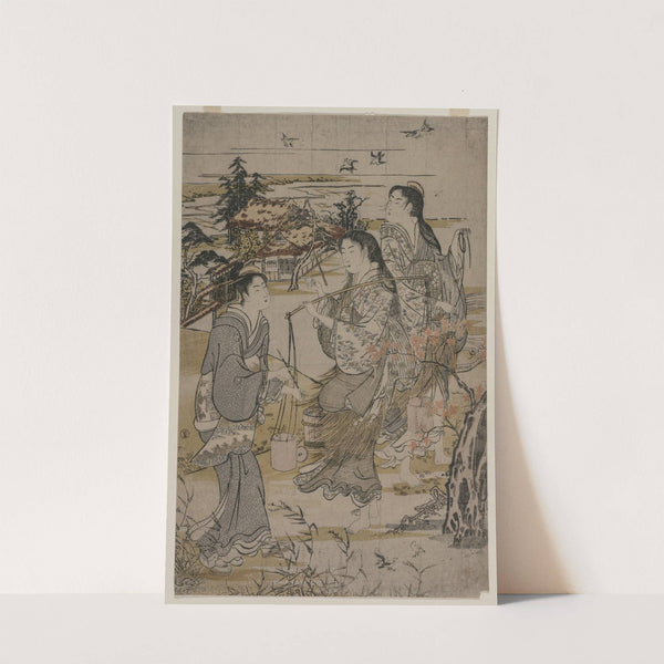 Women with Salt Pails; The Noda Tama River in Mutsu Province, from an untitled series of the Six Tama Rivers (late 1780s) by Kubo Shunman