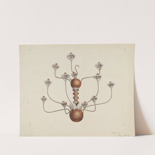 Wood and Tin Chandelier by George Constantine