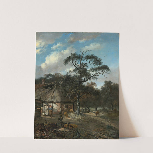 Wooded Landscape With A Boy And Animals Near A Cottage by Jan Wijnants