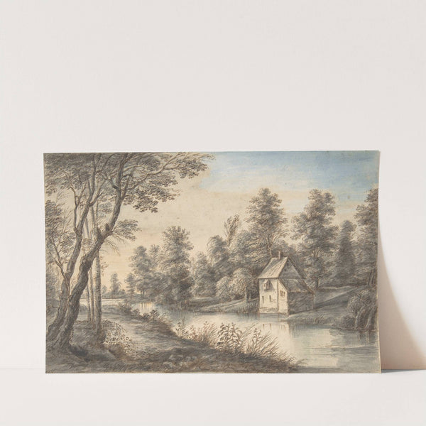 Wooded Landscape with a House beside a River by Lucas van Uden