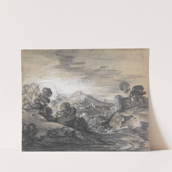 Wooded Landscape with Castle by Thomas Gainsborough