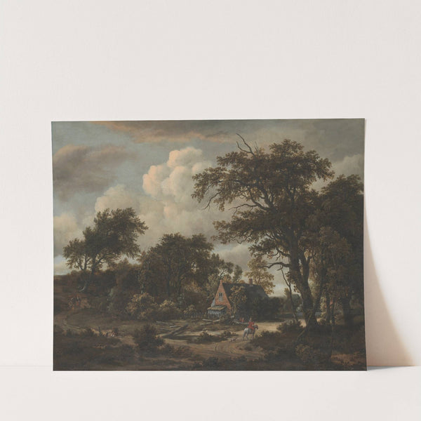 Wooded Landscape with Cottage and Horseman by Meindert Hobbema