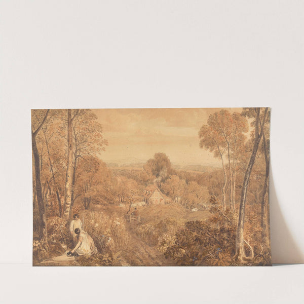 Wooded Landscape with Cottages and Countrywomen, Hurley, Berkshire by Joshua Cristall