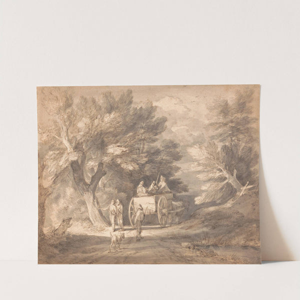 Wooded Landscape with Country Cart and Figures Walking down a Lane by Thomas Gainsborough