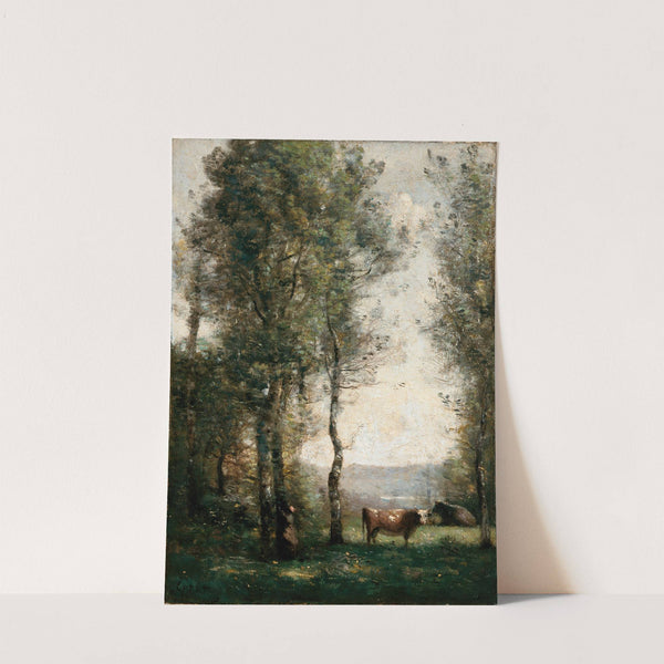 Wooded Landscape with Cows in a Clearing by Jean-Baptiste-Camille Corot