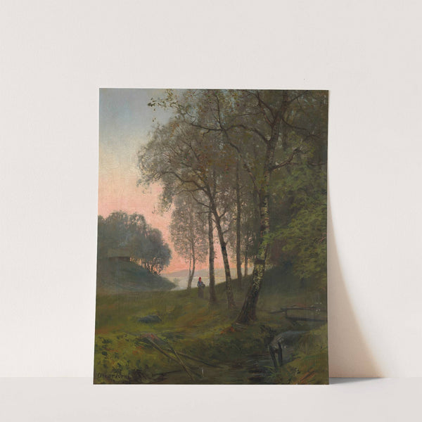 Wooded landscape with figure by Oscar Törnå
