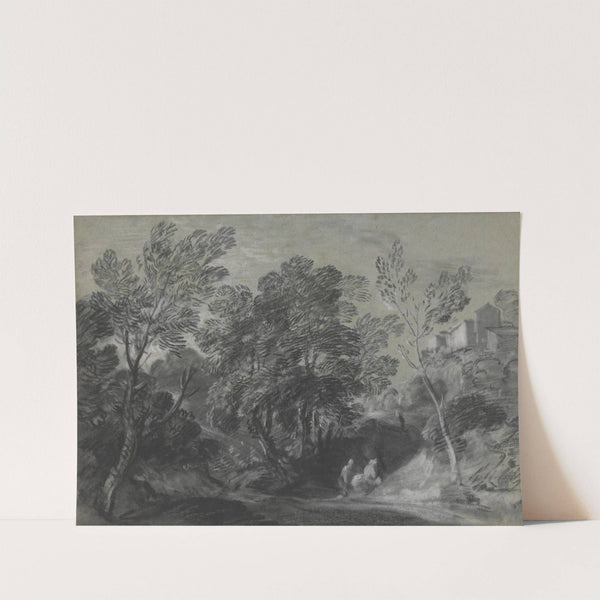 Wooded Landscape with Figures and Houses on the Hill by Thomas Gainsborough