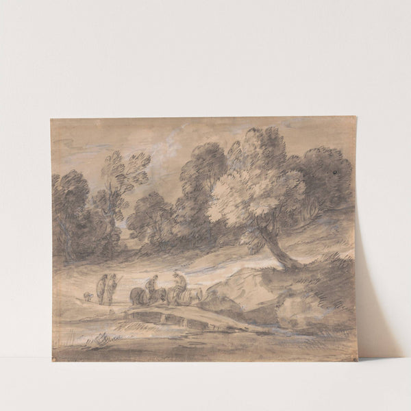 Wooded Landscape with Figures on Horseback Crossing a Bridge by Thomas Gainsborough