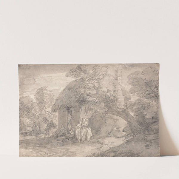 Wooded Landscape with Figures outside a Cottage Door by Thomas Gainsborough