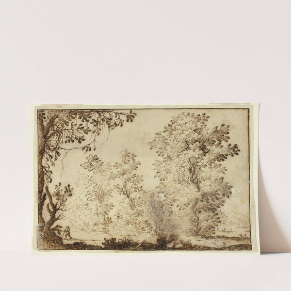 Wooded Landscape with Traveler in Foreground by Ercole Bazicaluva