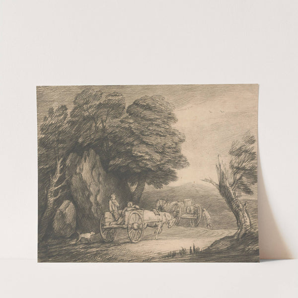 Wooded Landscape with Two Country Carts and Figures by Thomas Gainsborough