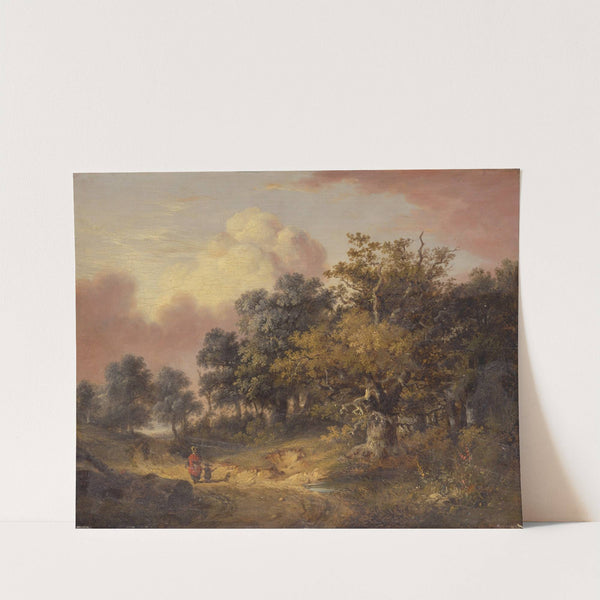 Wooded Landscape with Woman and Child Walking Down a Road by Robert Ladbrooke