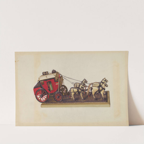 Wooden Model - Coach & Four Horses by Laura Bilodeau