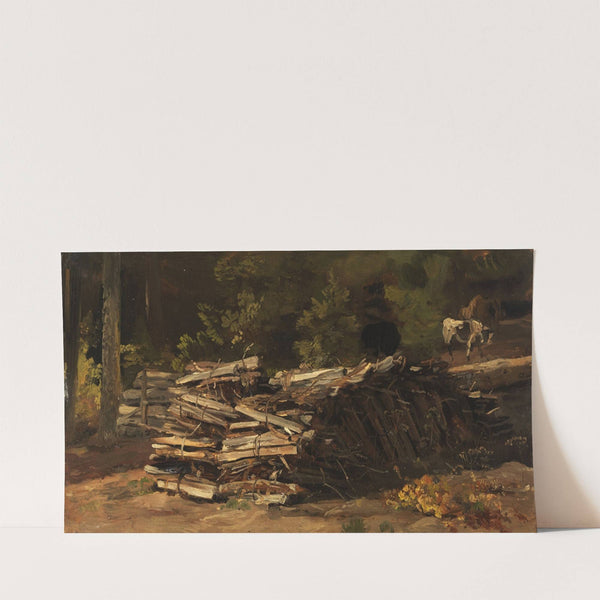 Wooden pile at the edge of the forest by Christian Friedrich Gille
