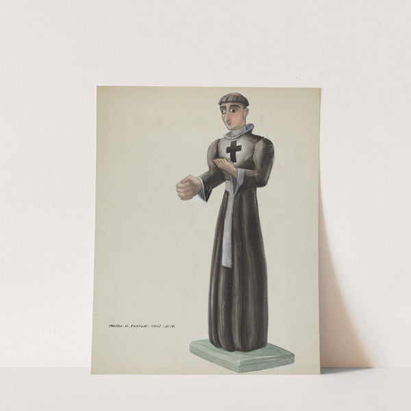 Wooden Santo - Friar with Cross on Breast by Majel G. Claflin